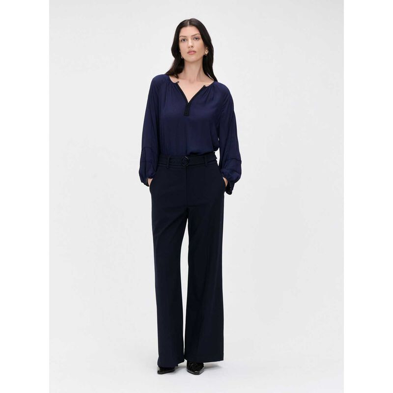 Veronika Maine Georgette Lace Trim Gathered Blouse image number 2